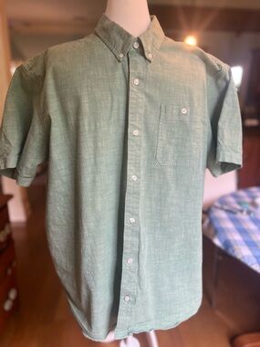 L.L.Bean Sage Green Linen Blend Button Down Shirt XXL Coastal Preppy Dadcore